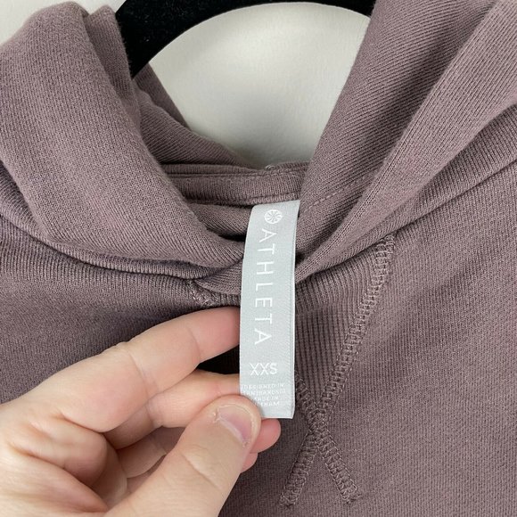 Athleta Moonrise Hoodie Womens Size XXS Dusty Purple Open Back Hooded Sweatshirt - Picture 4 of 5